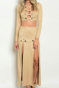 2PIECE DOUBLE SPLIT SKIRT SET